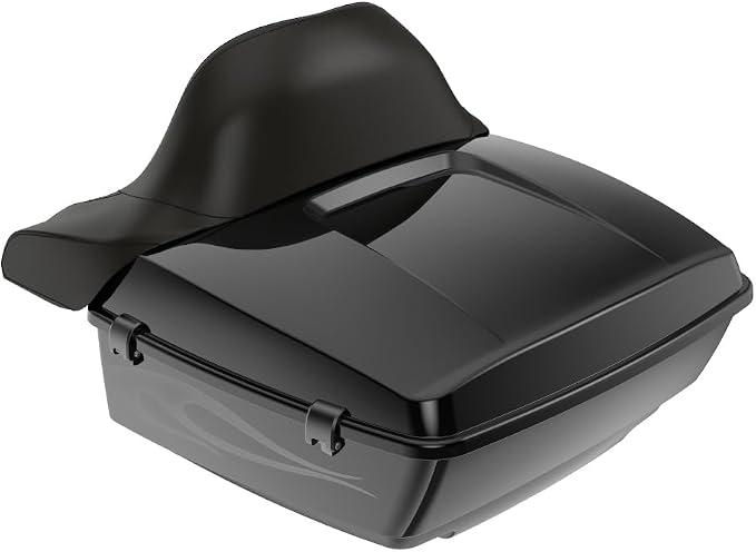 Advanblack 2025 RG Tour Trunk Pack Midnight Firestorm King Tour Trunk Pack Luggage +Wrap-Around Backrest Pad for '97-'25 Harley Touring Road King Street Glide Electra Glide CVO models