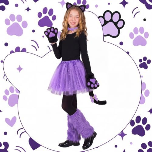 Haull 7 Pcs Halloween Cat Costume Accessories Girl Kid