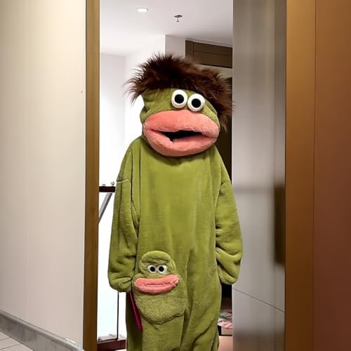 Adult Big Mouth Monster Onesie with Giant Comb, Funny Halloween Cosplay Outfit for Christmas Party Sleepwea