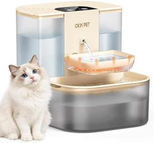 Heated Cat Water Fountain No Filters,4.5L Wireless Automatic Pet Fountain