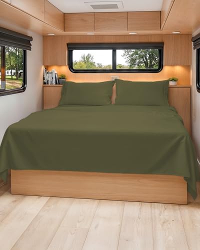 Short Queen Size 4 Piece Bed Sheet Set - RV Short Queen Sheets - Sage Green