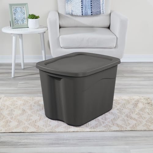 18 Gal Storage Bins 8-Pack, Plastic Totes with Snap-On Lids, Black