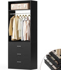 Besiost Freestanding Closet System with 3 Drawers, Wood Closet Organizer