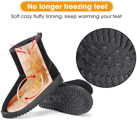 Mishansha Suede Winter Snow Boots for Women Warm Faux Fur Lined Waterproof