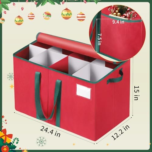 EverMerry Nutcracker Storage Containers and Figurine Collectibles Storage Box， Large Ornament Storage Organizer Stores Up to 8 Holiday Christmas Nutcrackers Figurines-Carolers Ornaments Red/15 Inches