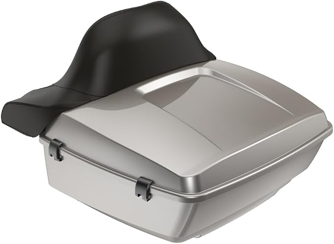 Advanblack Road Glide Tour Trunk Pack Pewter Pearl King Tour Trunk Pack Luggage +Wrap-Around Backrest Pad for '97-'25 Harley Touring Road King Street Glide Electra Glide CVO models