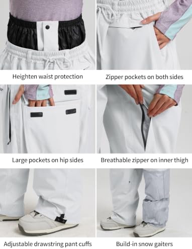 GSOU SNOW Mens Womens Baggy Snowboard Pants Loose Fit Ski Snow Pants