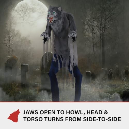 Haunted Hill Farm 7.0-Ft. Motion-Activated Towering Werewolf Animatronic
