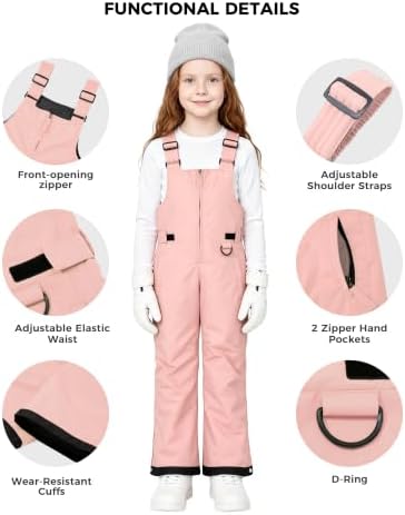 Wantdo Kids Snow Pants Boys & Girls Waterproof Insulated Ski Bib Overalls