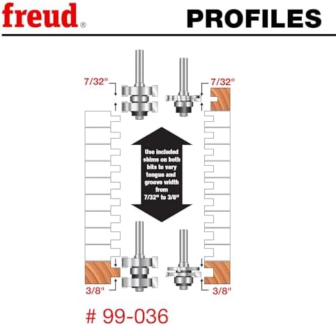 Freud 99-036: 1-3/4" (Dia.) Adjustable Tongue & Groove Bit Set