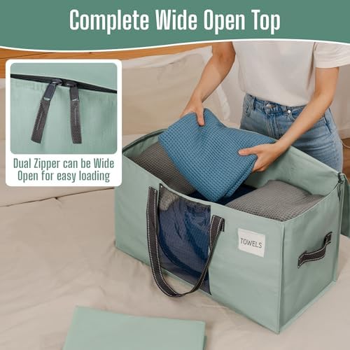 VENO Moving Bags, Wide Open Top, Clear Window, Light Green, 6 Pack
