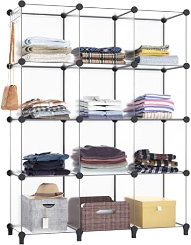Closet Organizers and Storage, 12 Cube Storage Organizer, Transparent