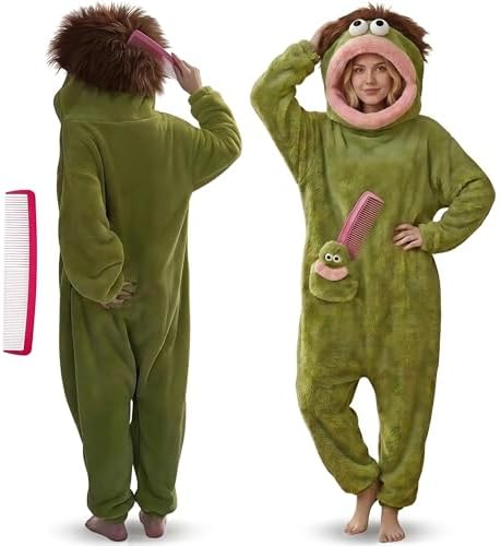 Halloween Adult Big Mouth Monster Onesie, Goofy Coral Fleece Couple Pajamas