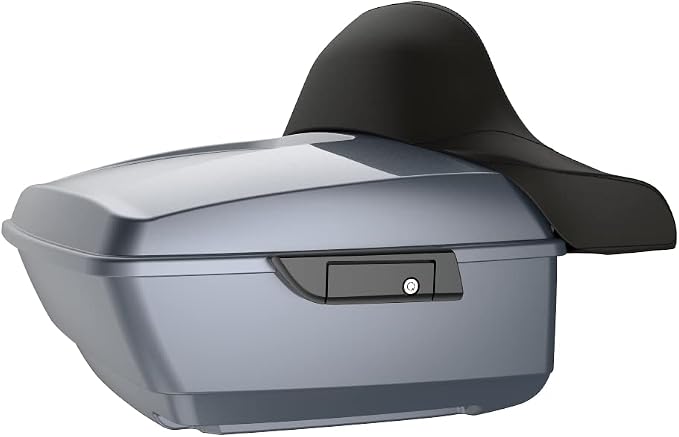Advanblack Road Glide Tour Trunk Pack Gauntlet Grey Metallic King Tour Trunk Pack Luggage +Wrap-Around Backrest Pad for '97-'25 Harley Touring Road King Street Glide Electra Glide CVO models