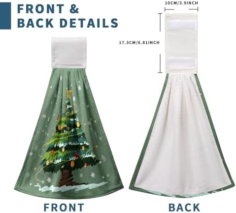 Christmas Xmas Tree Hanging Kitchen Towels Set of 2 Winter Cardinal Snow Hand Towel with Hanging Loop Snowy Snowflakes Star Dish Towel Soft Absorbent Bath Tie Towel for Bathroom Farmhouse Decor