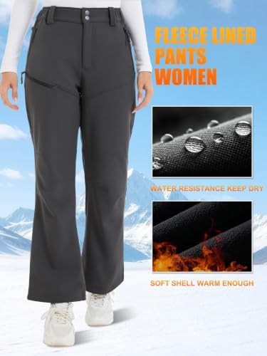 Women's Ski Snow Pants Fleece Lined Waterproof Flare Warm for Winter