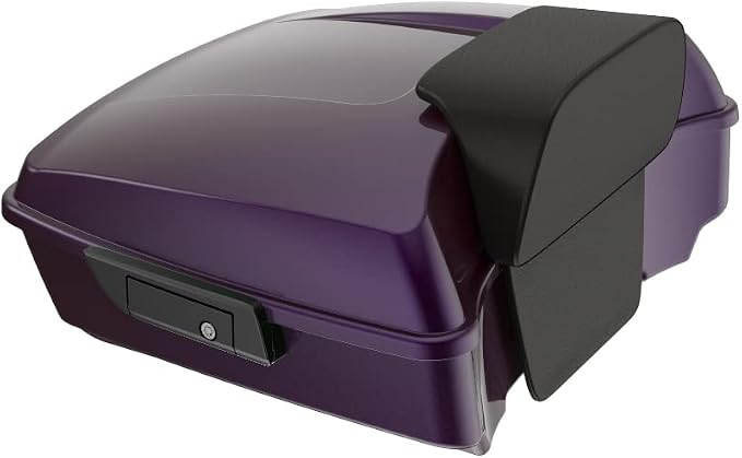 Advanblack Road Glide Tour Trunk Pack Hard Candy Mystic Purple Flake Chopped Tour Trunk Pack Backrest Pad for '97-'25 Harley Touring Road King Street Glide Electra Glide CVO models