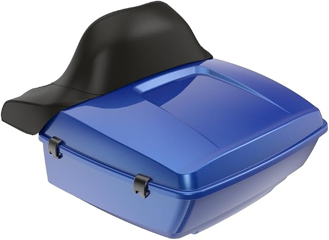 Advanblack Road Glide Tour Trunk Pack Blue Max King Tour Trunk Pack Luggage +Wrap-Around Backrest Pad for '97-'25 Harley Touring Road King Street Glide Electra Glide CVO Models