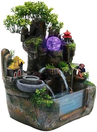 110V 3.5W LED Desktop Fountain Waterfall Bonsai Tabletop Decor