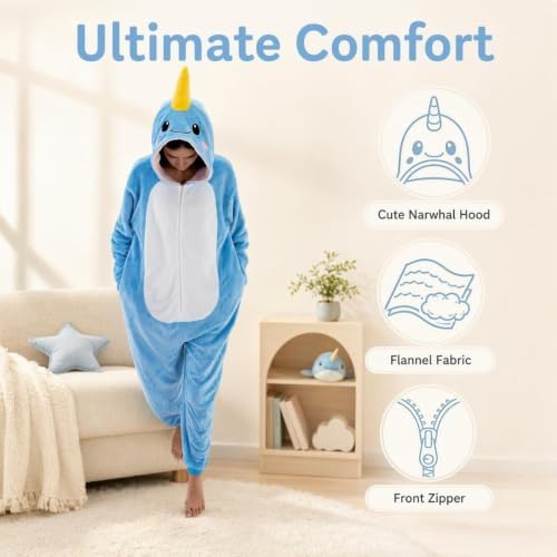 Snug Fit Unisex Adult Onesie Pajamas, Flannel Cosplay Animal One Piece Halloween Costume Sleepwear Homewear