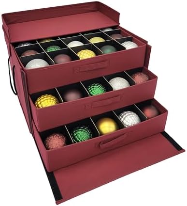 612 Vermont Christmas Ornament Storage Box, Holds 60-4 Inch Ornaments