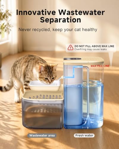 Heated Cat Water Fountain No Filters,4.5L Wireless Automatic Pet Fountain