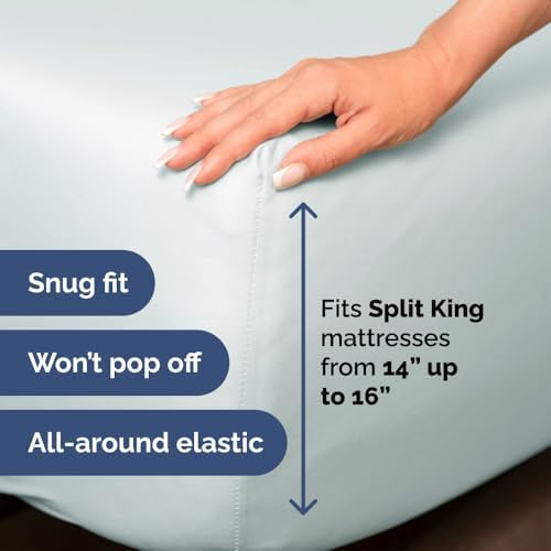 Flex Top Split Head King 4 Piece Sheet Set - Soft & Breathable - Ice Blue