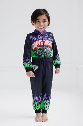 Monster Jam French Terry Racing Zip Up Coverall Infant to Big Kid Grave Digger El Toro Loco Megalodon