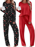 Ekouaer 2 Pack Womens Pajama Sets Long Sleeve Long Pants Pjs Loungewear