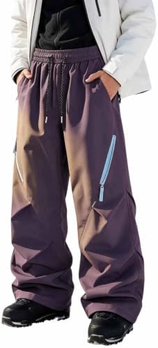 Xiaojmake Men's Baggy Snow Pants Zip Pocket Outdoor Winter Ski Trousers