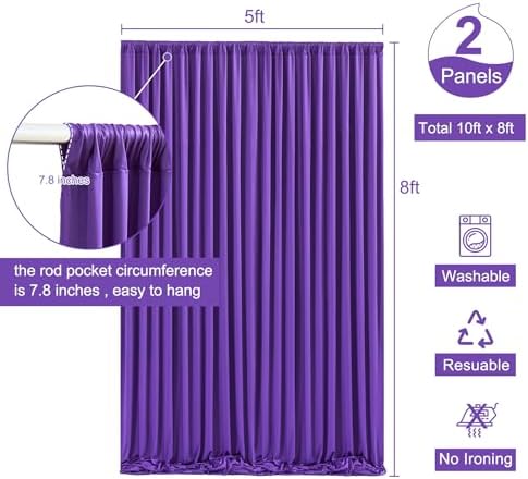 Purple Backdrop Curtain for Parties Wedding Wrinkle Free Purple Photo Curtains Backdrop Drapes Fabric Decoration for Birthday Party Photography 5ft x 8ft,2 Panels