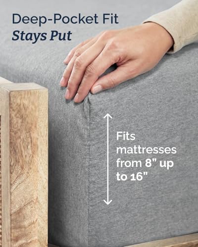 Twin XL Size 3 Piece Sheet Set - Breathable & Cooling - Heathered Grey