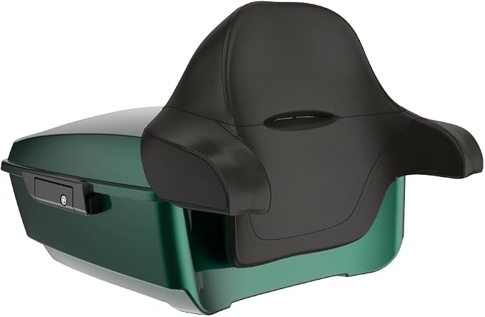 Advanblack Road Glide Tour Trunk Pack Alpine Green King Tour Trunk Pack Luggage +Wrap-Around Backrest Pad for '97-'25 Harley Touring Road King Street Glide Electra Glide CVO models