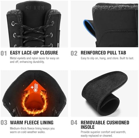Men's Snow Boots, Insulated Waterproof Winter Duck Boots