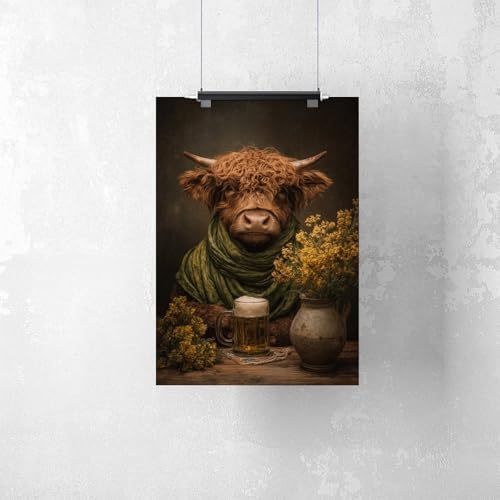JDBeehpy Green Festival Mural Irish Classic Festival Artwork Decoration Highland Dairy St. Patrick's Day Bar Beer Poster Painting (Unframed, Canvas Only) Canvas Wall Decoration 12x18inch(30x45cm)