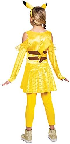 Disguise Pokemon Pikachu Costume for Girls, Deluxe Character Outfit, Kids Size Large (10-12) Yellow (90763G)