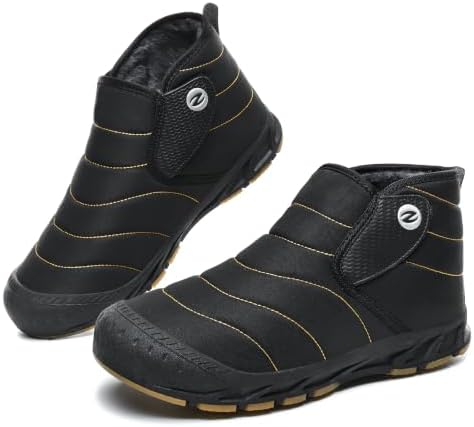 Mens Snow Boots Winter Velcro Water Resistant Fur Lined Slip On Ankle Boot