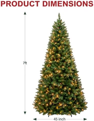 Hykolity 7 ft Prelit Artificial Christmas Tree with 300 Warm White LEDs