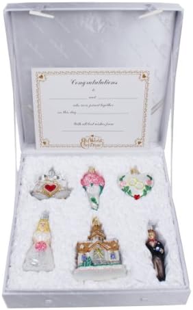 Wedding Collection, Set of 6 Glass Ornament