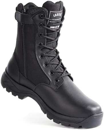 Men's Military Tactical Work Boots with Side Zipper, Puncture Resistant, Desert Combat, Army Jungle, 8 Inch Lightweight Hiking Boots