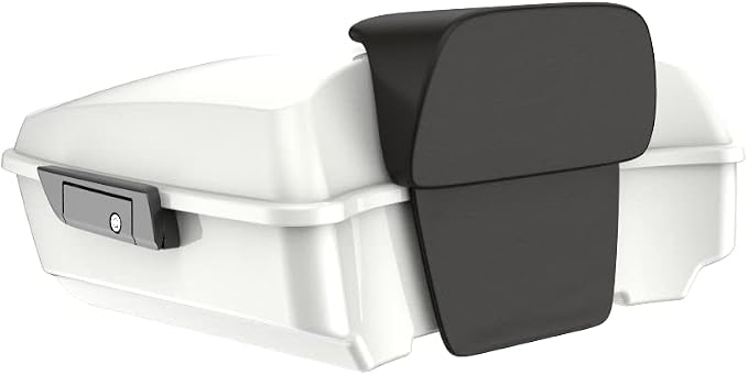 Advanblack Road Glide Tour Trunk Pack Stone Washed White Pearl Chopped Tour Trunk Pack Backrest Pad for '97-'25 Harley Touring Road King Street Glide Electra Glide CVO models