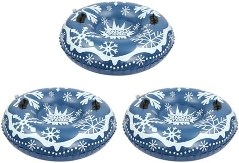 3Pcs PVC Ski Circle, Snow Sleds, 40 Inch Inflatable Snow Sled, Outdoor Sledding Snow Tube Sports, Thickened Heavy-Duty Hard Bottom Sleds with Non-Slip Handles, Winter Sports, for Kids and Adult