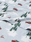 Christmas Sheet Set, Pickup Trucks, Holiday Xmas Bedding Set - Split King