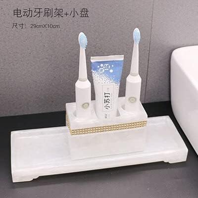 Nordic Resin Bathroom Accessories Set Tray Rhinestone Soap Dispenser Toothbrush Holder Emulsion Bottle Hand Sanitizer (2pcs Set)