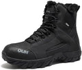 QUH Winter Snow Boots Waterproof Military Training Fur Lined Anti Slip Warm Boots Thickened Cotton Walking Ankle Boots For Man