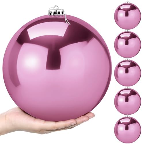 Zubebe 6 Pcs 8 Inch Large Outdoor Christmas Ball Ornaments,Pink