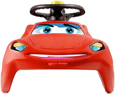 Snow Sled for Kids - SnoWheel Sledge - Toboggan with Pull Rope and Decorative Steering Wheel; Outdoor Plastic Winter Sleigh for Toddlers & Kids
