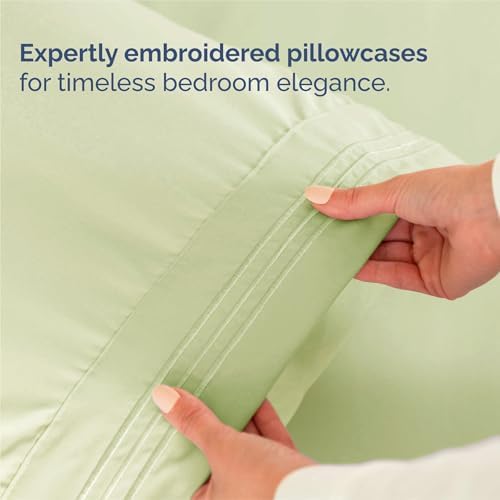 King Size 4 Piece Sheet Set - Comfy Breathable & Cooling - Light Sage Green