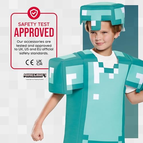 Disguise Kid's Deluxe Minecraft Armor Costume | Child Minecraft Diamond Armor for Boys & Girls | Minecraft Cosplay Outfit