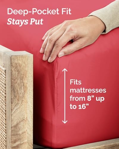 Full XL Sheets - 4 Piece Full XL Sheet Set - Breathable & Cooling - Red